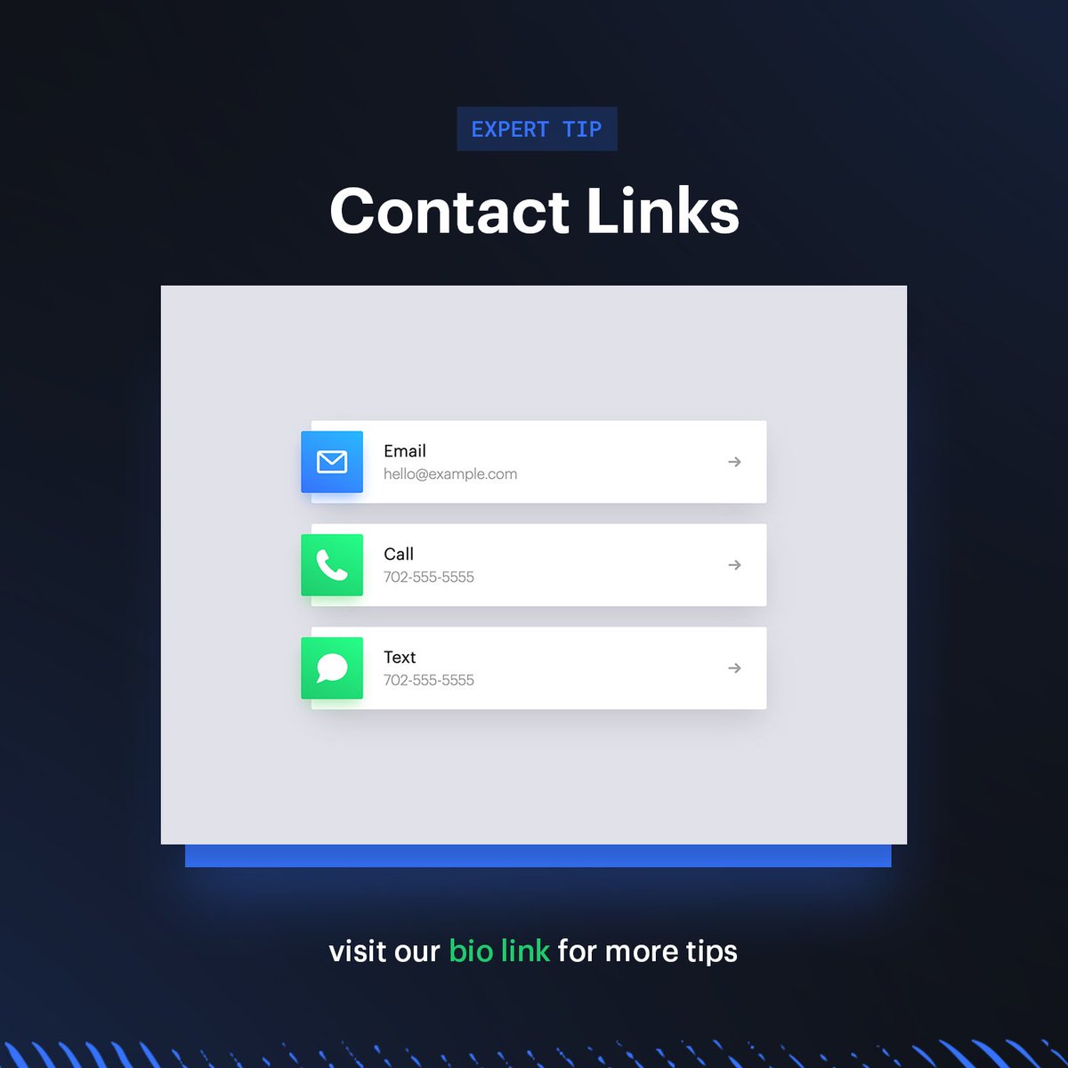 getsoloto's tweet image. Email, Call, and Text buttons can be added as normal links allowing you to add as many contact options as you need. Learn how to add these to your page from the Expert Tips page.