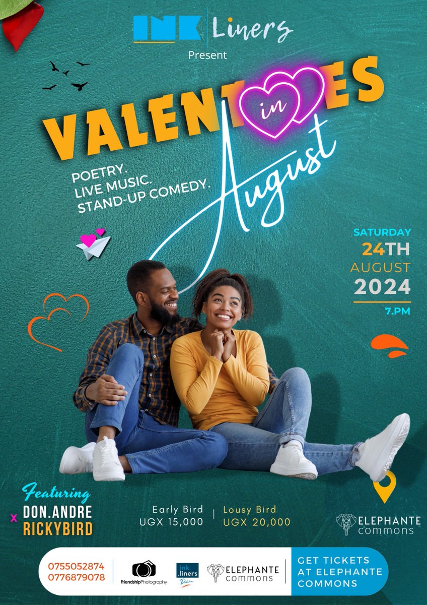 Post

See new posts
Conversation
INK Liners Poetry
<a href="/ink_liners/">INK Liners</a>
It's #WCW day and here's our 4 frames for the day as we gear up for #ValentinesInAugust this Saturday featuring; <a href="/Riky/">Riky</a>
📍 
<a href="/ElephanteComns/">Elephante Commons</a>
 Gulu. 
Sponsored by 
<a href="/slinemotorsltd/">S-Line Motors Ltd</a>