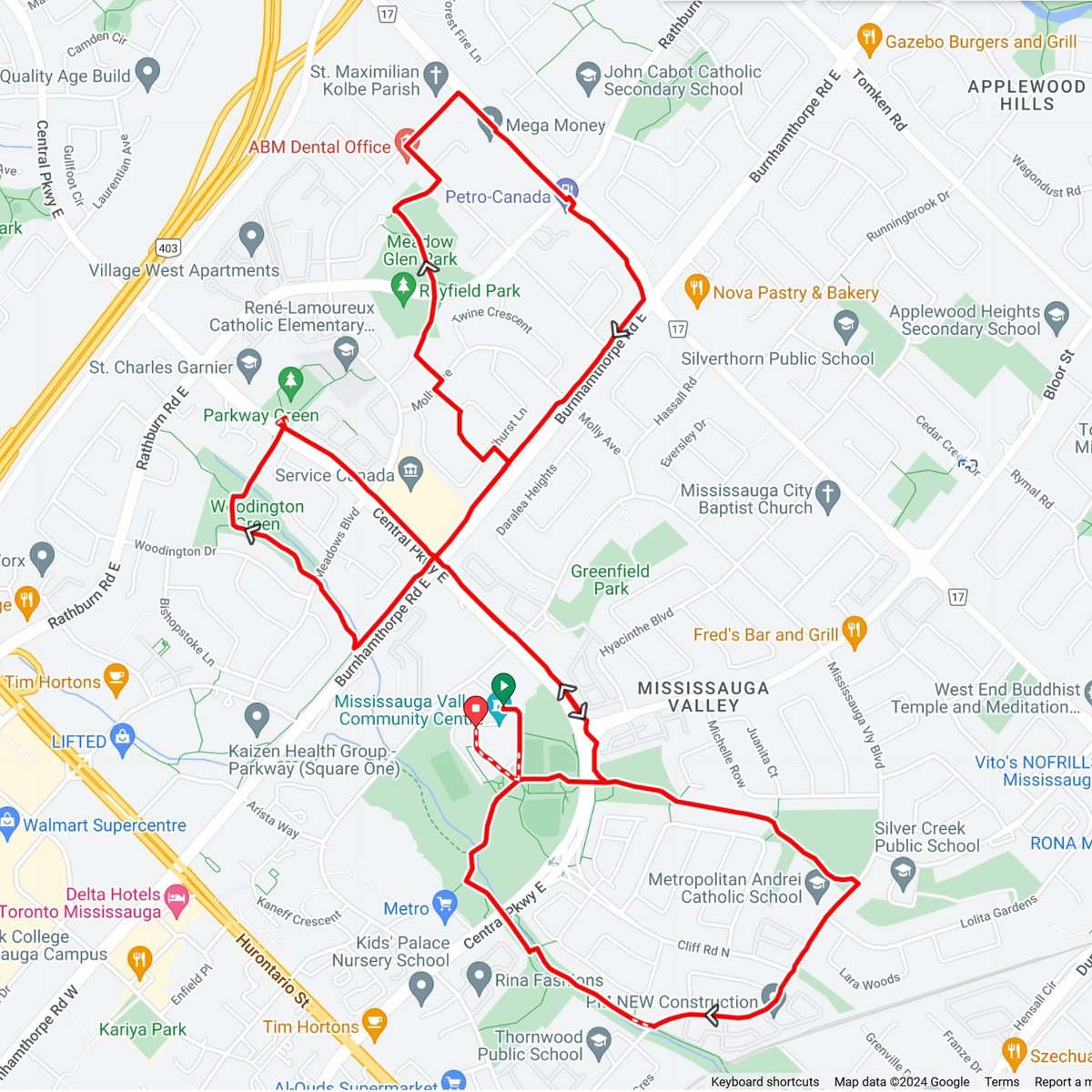 COOKSVILLE SLOW ROLL: Thurs Aug 22 @ 7:00pm, led by <a href="/RollCooksville/">Roll Cooksville</a> from 📍Mississauga Valley CC, 1275 Mississauga Valley Blvd ft. Cooksville Creek Trail and quieter streets. 🔄~10km 🦺🚴🏾🚴🏾‍♂️🚴🏽‍♀️ All Welcome! 🆓️ Reg'n and GPS 🗺🧭 route map (image) via 🔗 ⤵️  #bikeMississauga 🚲