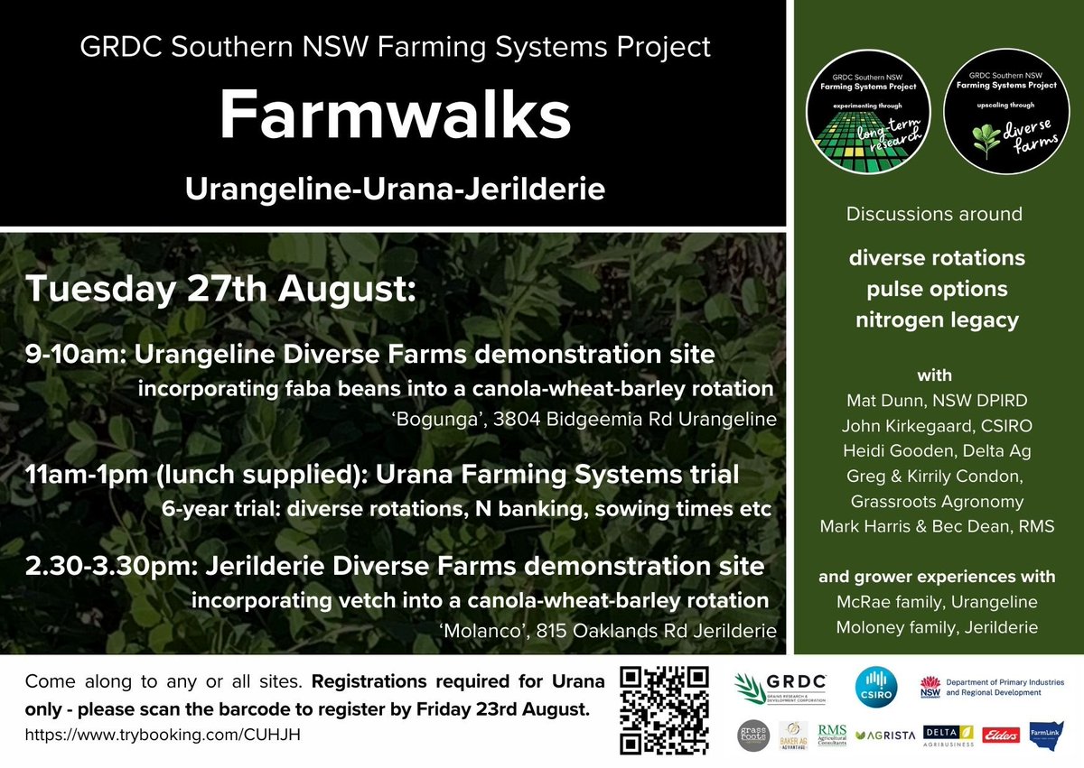NSW Agronomy (@nsw_agronomy) on Twitter photo 📅Next Tuesday: 27 August 📅
🚜Farm walks: Urangeline, Urana & Jerilderie
Great topics:
🫘 Faba bean in the rotation.
🌱Long-term farming system trials & legacy effects.
🌿Vetch in the rotation.
Great speakers:
<a href="/MathewDunn19/">Mathew Dunn</a> <a href="/grassrootsag/">Grassroots Agronomy</a> <a href="/AgroJAK/">John Kirkegaard</a>
<a href="/gooden_heidi/">Heidi Gooden</a> #markharris 📅Next Tuesday: 27 August 📅
🚜Farm walks: Urangeline, Urana & Jerilderie
Great topics:
🫘 Faba bean in the rotation.
🌱Long-term farming system trials & legacy effects.
🌿Vetch in the rotation.
Great speakers:
<a href="/MathewDunn19/">Mathew Dunn</a> <a href="/grassrootsag/">Grassroots Agronomy</a> <a href="/AgroJAK/">John Kirkegaard</a>
<a href="/gooden_heidi/">Heidi Gooden</a> #markharris