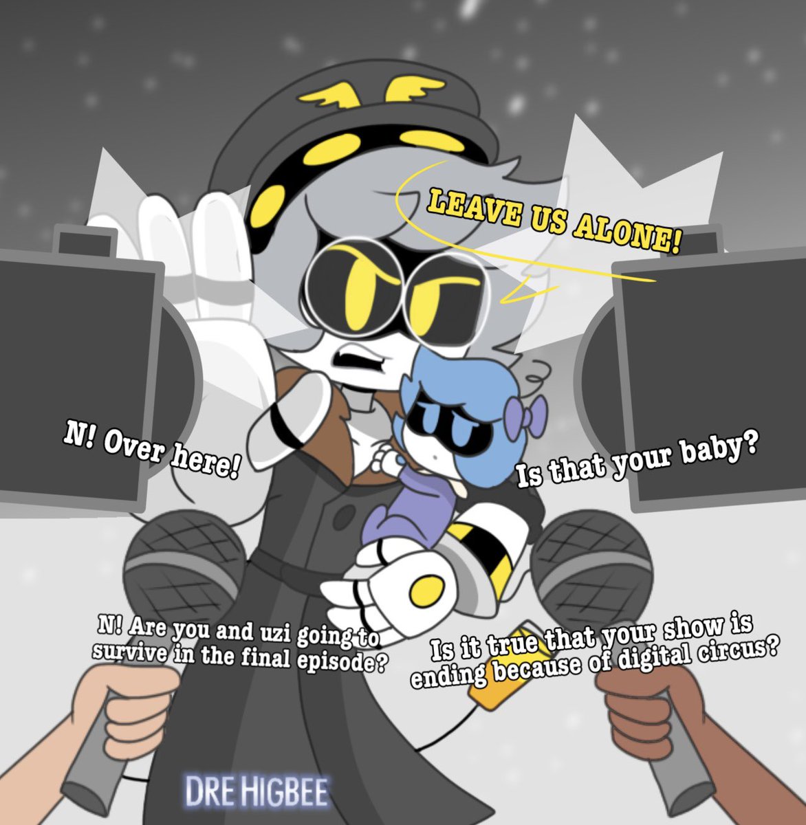 DreHigbee's tweet image. N vs the press #muderdrones #muderdronesoc #SerialDesginationN #glitchproduction #muderdronesfanart