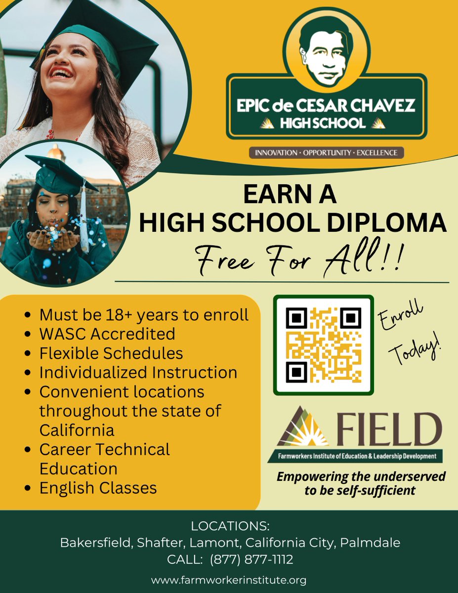 Classes begin August 26! Learn more at farmworkersinstitute.org/education/ #california #farmworkers #Bakersfield