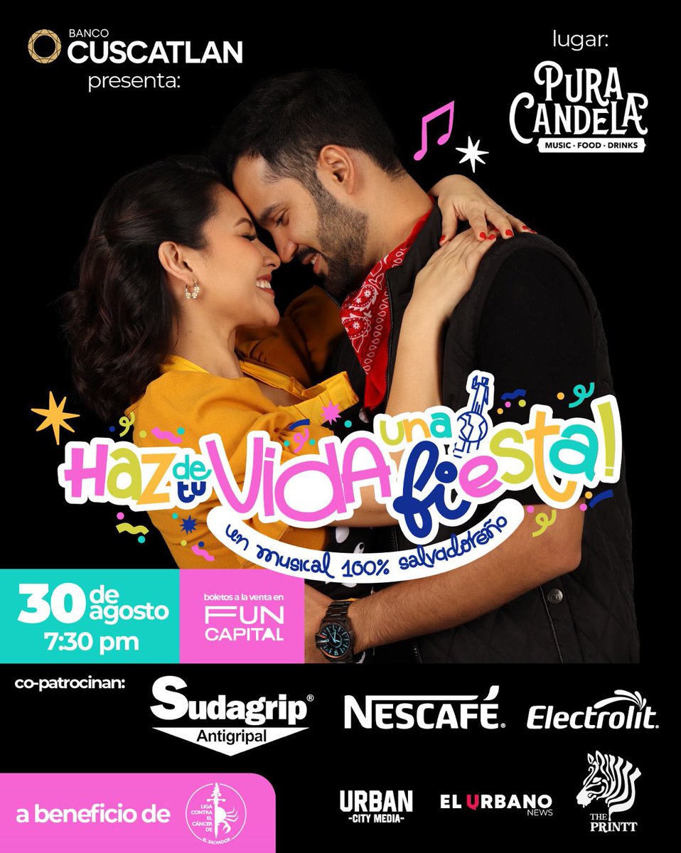 Les quiero contar qué en 9 días estrenamos nuestra comedia musical homenajeando a la música salvadoreña. con 40 artistas en escena y Frigüey tocando en vivo, les pido nos ayuden a compartir este enrome esfuerzo y los espero!! Iniciamos el 30 de Agosto🎉🎉

hazdetuvidaunafiesta.funcapital.com