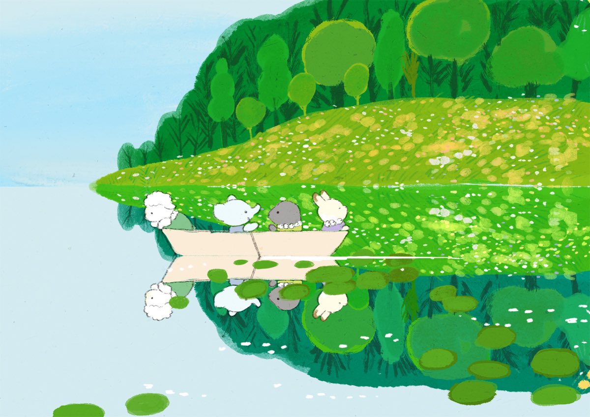 「動物や植物や水のある風景など書いてます 」|ももろ　4／20発売絵本「パンダのパクパクきせつのごはん」のイラスト