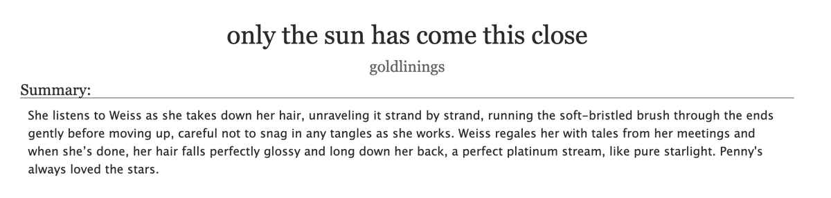 REMNCNTSS's tweet image. got sappy abt penny and weiss in lee&apos;s dms, they egged me on, i wrote it, HE DREW IT now here we are!! i love them sm 🥰 for @ahnizos_8 archiveofourown.org/works/58360537 #frostbyte #rwby