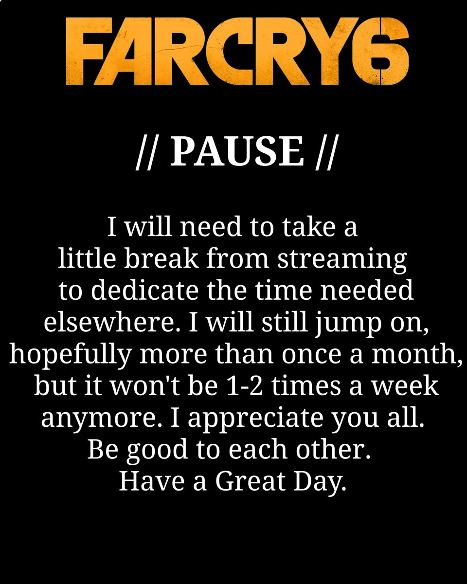 red_tiger5's tweet photo. Two announcements today.
Will still try and jump in, sorry it's less frequent.  
Going Live tonight @5:30 MST
#FarCry6 #Live #youtube #playthrough https://t.co/Dqx2GL4GoD
