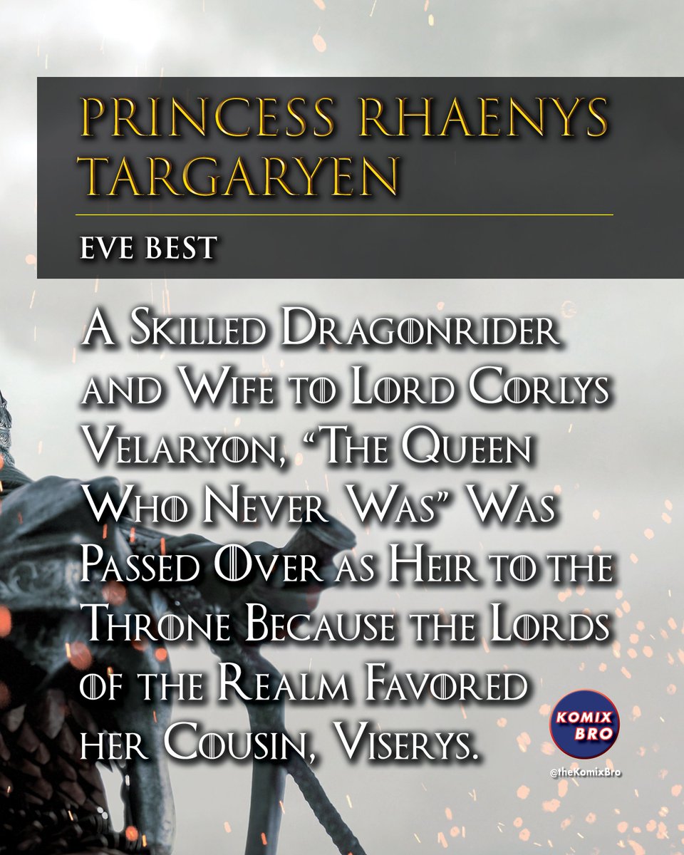 theKomixBro's tweet photo. House of the Dragon (4K UHD) S2 Official Character Description for Princess Rhaenys Targaryen / Eve Best!
💥LIKE & RETWEET💥
#4K #HOTD #HOTDS #HOTDS2 #ASOIAF #AKOTSK #EveBest #DemDragons #4kwallpaper #TeamBlack #GameOfThrones #AegonIITargaryen #rhaenystargaryen #HouseoftheDragon #HouseoftheDragonS2