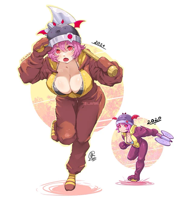Redraw 2024 vs 2020 #illustration #waifu #redraw #oc #cute