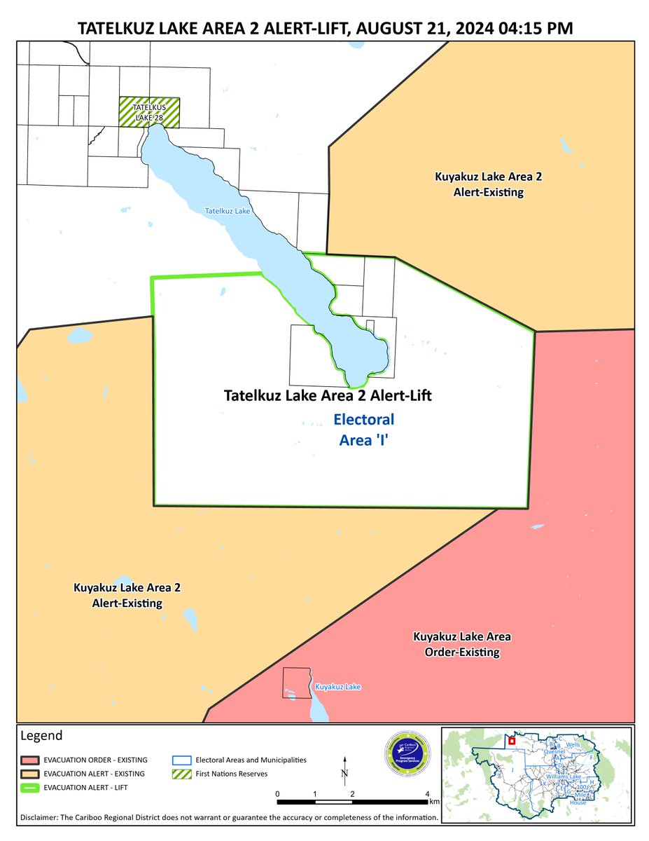 CRD (@cariboord) on Twitter photo The Evacuation Alert issued on July 25, 2024 at 3:20 p.m. for the Tatelkuz Lake Area 2 has been lifted.
Interactive map: cariboord.ca/EOCorderalerts
Visit www.cariboord.cafor more information.
#CaribooFires #BCWildfire <a href="/BCGovFireInfo/">BC Wildfire Service</a> <a href="/EmergencyInfoBC/">Emergency Info BC</a> The Evacuation Alert issued on July 25, 2024 at 3:20 p.m. for the Tatelkuz Lake Area 2 has been lifted.
Interactive map: cariboord.ca/EOCorderalerts
Visit www.cariboord.cafor more information.
#CaribooFires #BCWildfire <a href="/BCGovFireInfo/">BC Wildfire Service</a> <a href="/EmergencyInfoBC/">Emergency Info BC</a>