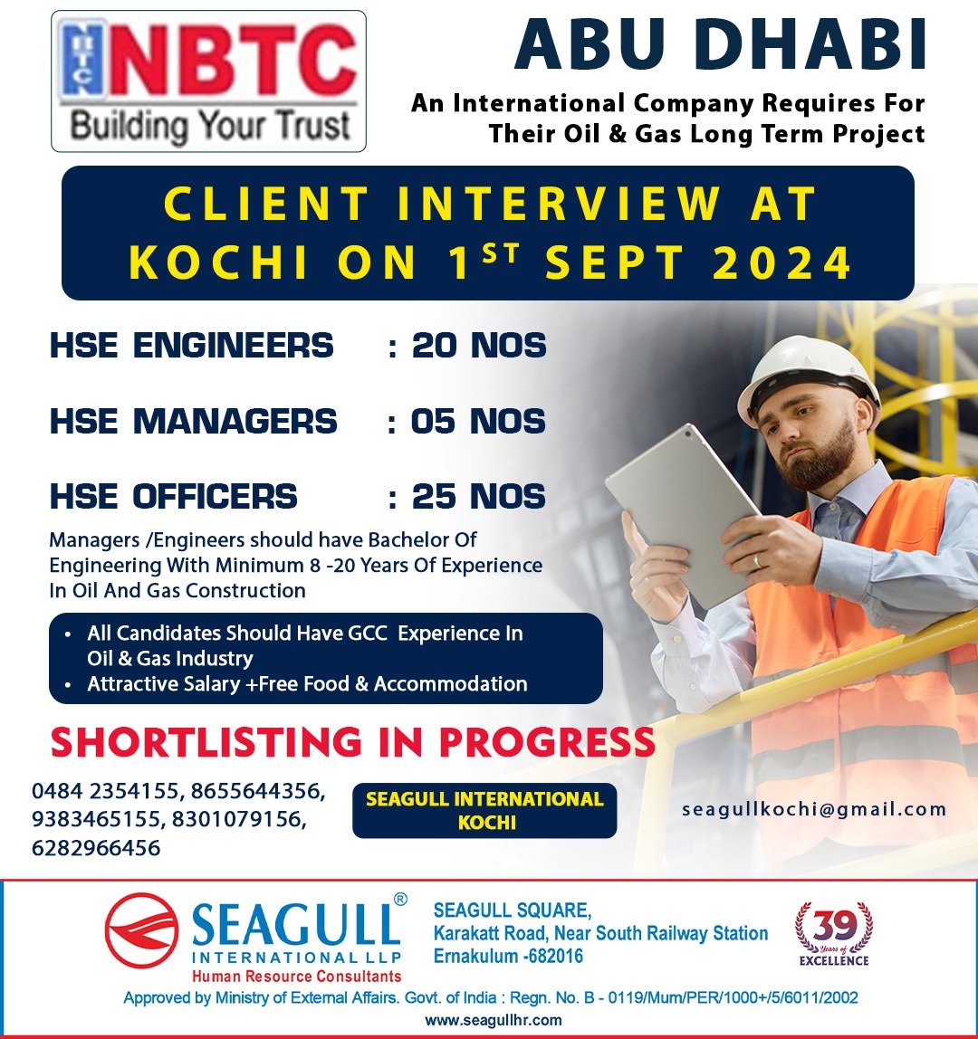 hrd1_seagull's tweet photo. 🇦🇪Abu Dhabi Jobs
💻 Client Interview On 01st Sept At Kochi
📝Shortlisting In Progress
📍Location - Kochi
.
.
.
#abudhabijobs #seagull #hseengineers #hsemanagers #hseofficers #hse https://t.co/MnYZWkXkcF