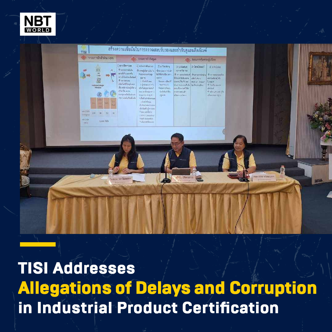 NBTWORLDNews's tweet image. TISI has responded to allegations circulating on social media regarding delays and corruption in the TISI certification process for industrial products. 

See more: Facebook.com/nbtworld

#NNT #TISI #ProductCertification #มอก