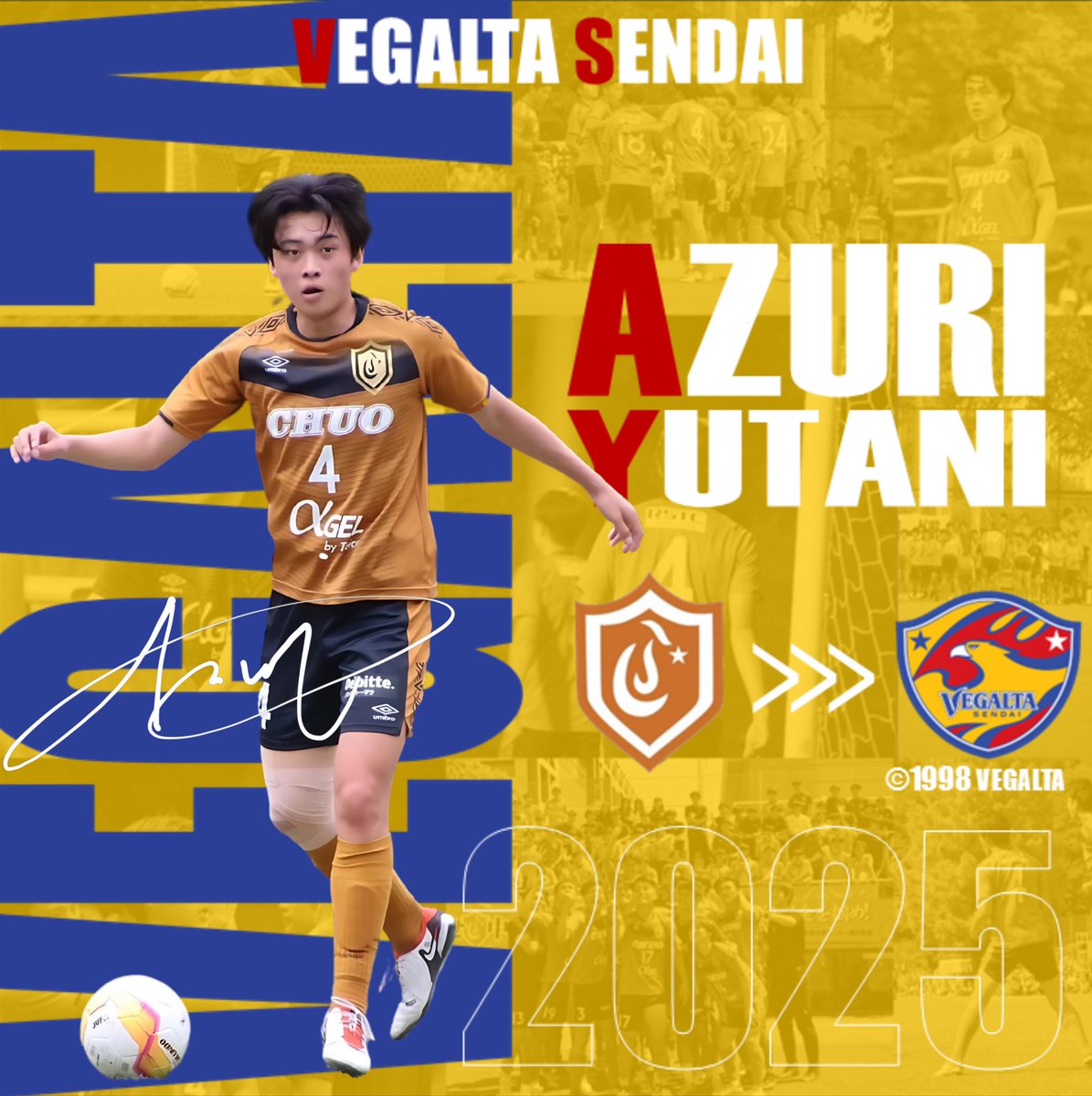 chuo_univ_fc's tweet photo. 【進路内定】

この度、弊部所属の  #湯谷杏吏 (4年/興國高校)がベガルタ仙台(@vega_official_ )への来季加入が内定いたしました！

湯谷選手のコメント等はリンクよりご覧ください。

📎 https://t.co/qrK49KybAI

 #中央大学学友会サッカー部
 #湯谷杏吏
 #ベガルタ仙台
 #VEGALTA 
 #BEROOTS https://t.co/QvzvojZhBq