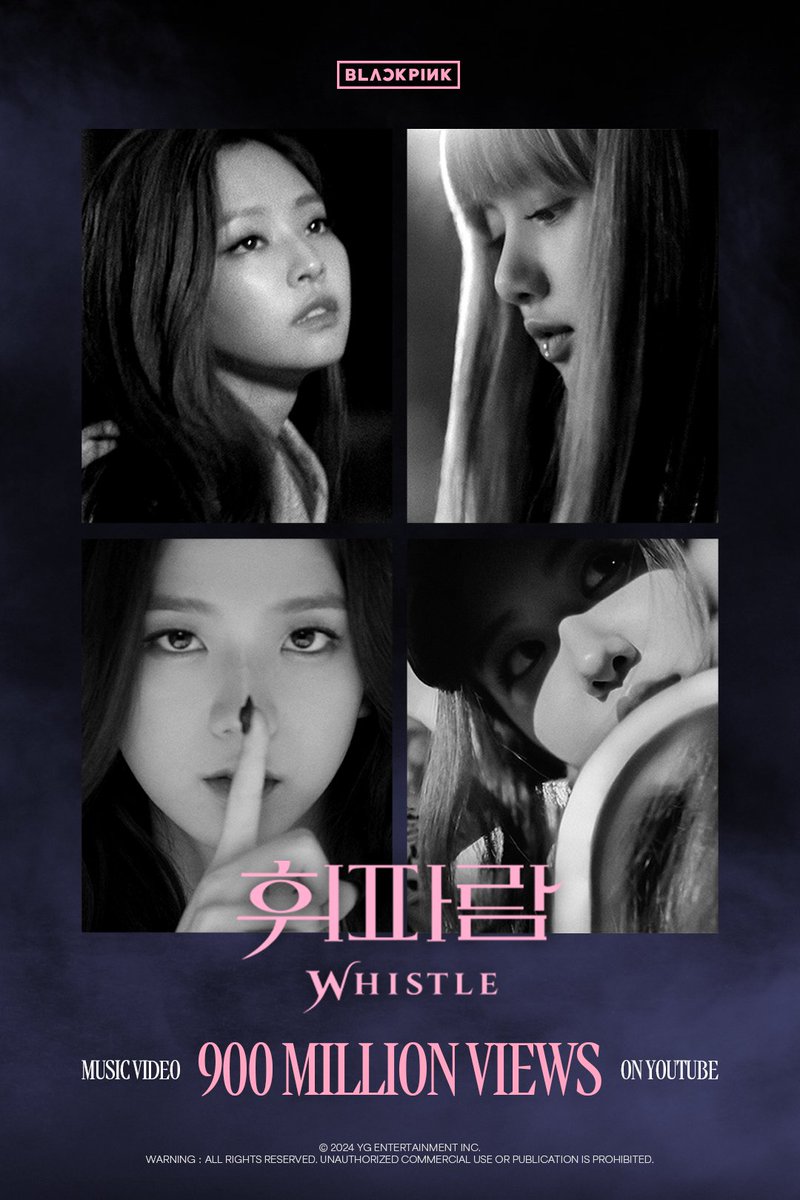 #BLACKPINK '휘파람 (WHISTLE)' M/V HITS 900 MILLION VIEWS
<a href="/YouTube/">YouTube</a>
BLINKs worldwide, thank you so much!

🎥'휘파람 (WHISTLE)' M/V 
youtu.be/dISNgvVpWlo

#블랙핑크 #WHISTLE #휘파람 #MV #900MILLION #YOUTUBE #YG