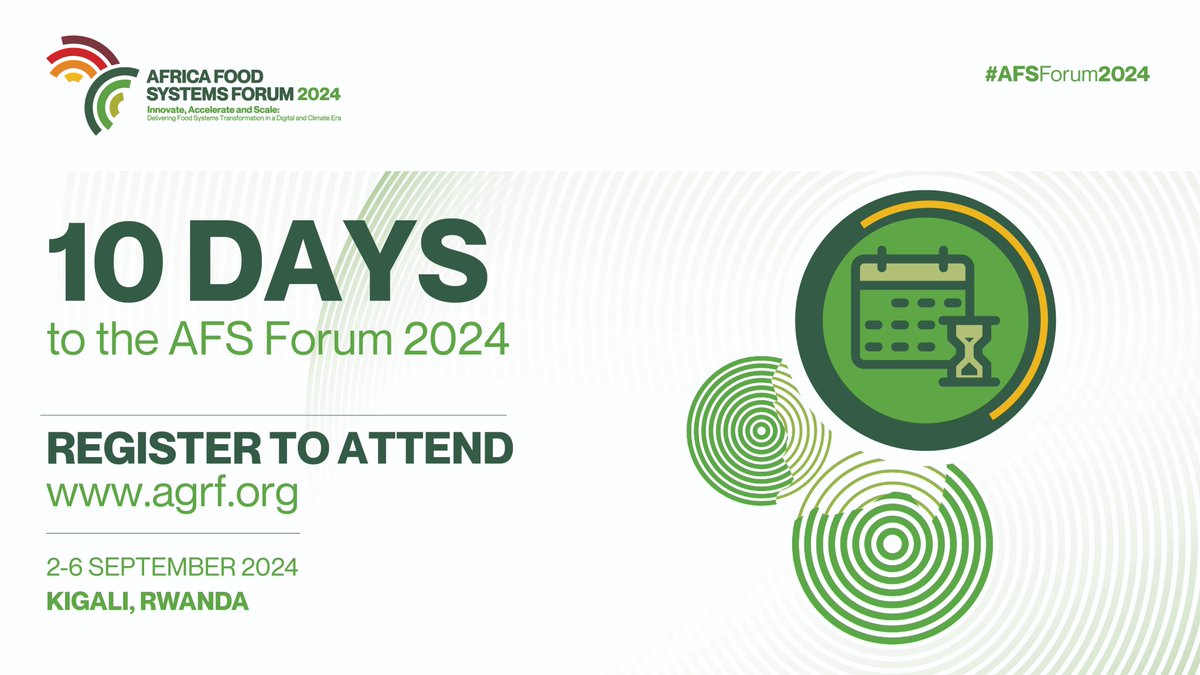 Only 10 days left until #AFSForum2024 

Be part of the transformation as we shine a spotlight on innovative policies, financing, research, climate-smart technologies, and business models that will revolutionize food systems in this digital and climate era.