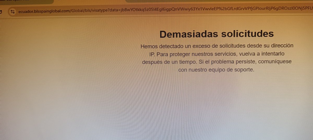 PattyJCR's tweet photo. @EmbEspEcuador 45 minutos cada miércoles por 2 meses, es lo que me he demorado en intentar sacar una cita desde el ordenador de mi casa. La web de #BLS no les hace quedar nada bien, a veces parece que siguen con venta de turnos a las Agencias a pesar de las tantas validaciones https://t.co/vKZj9F6bg5