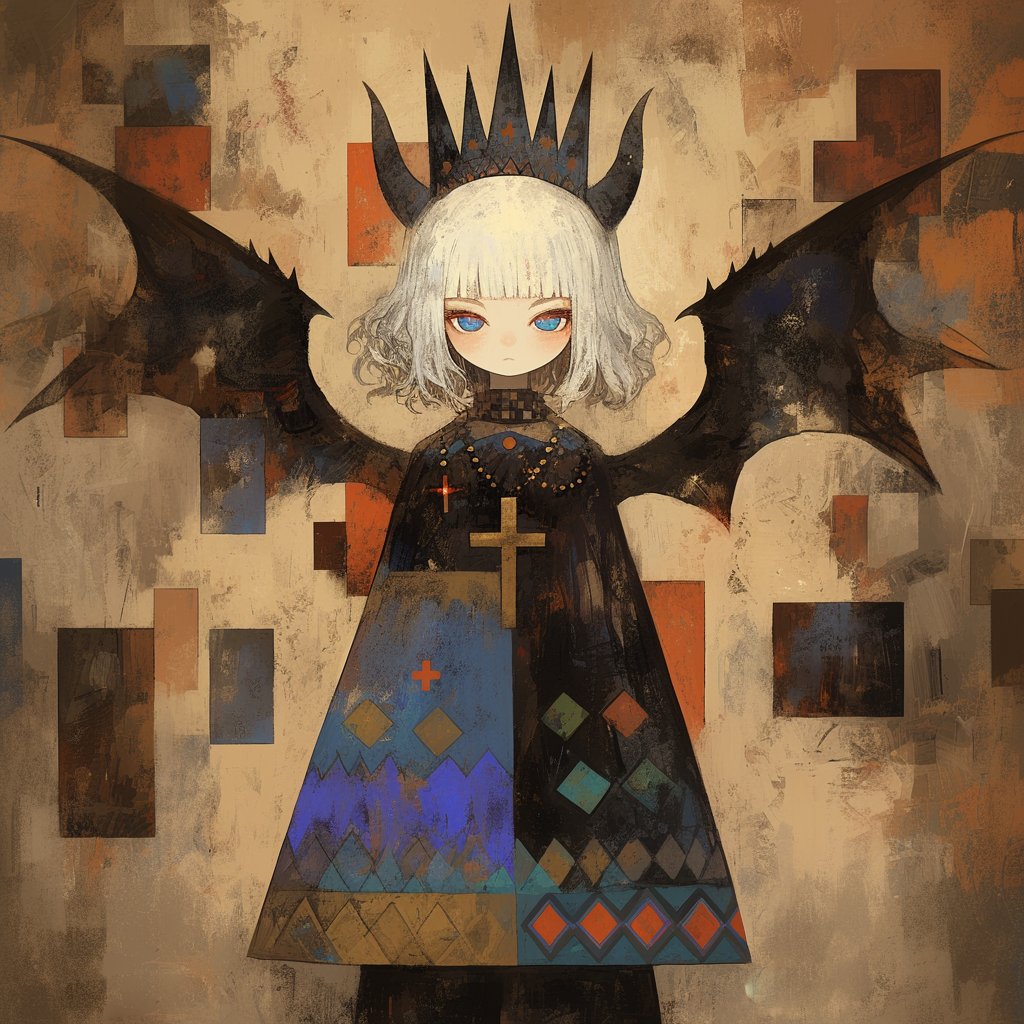 翼 X 白髪 X 青い瞳 X ドラゴン X 少女