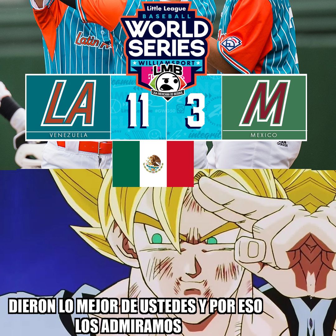 LMB_memes's tweet photo. Perdieron los niños mexicanos en el mundial de @LittleLeague , pero se ganaron el respeto de todo Mexico
- Lanzaron un sin hit ni carrera
- Nos regalaron una remontada épica https://t.co/66HcbFPUF8