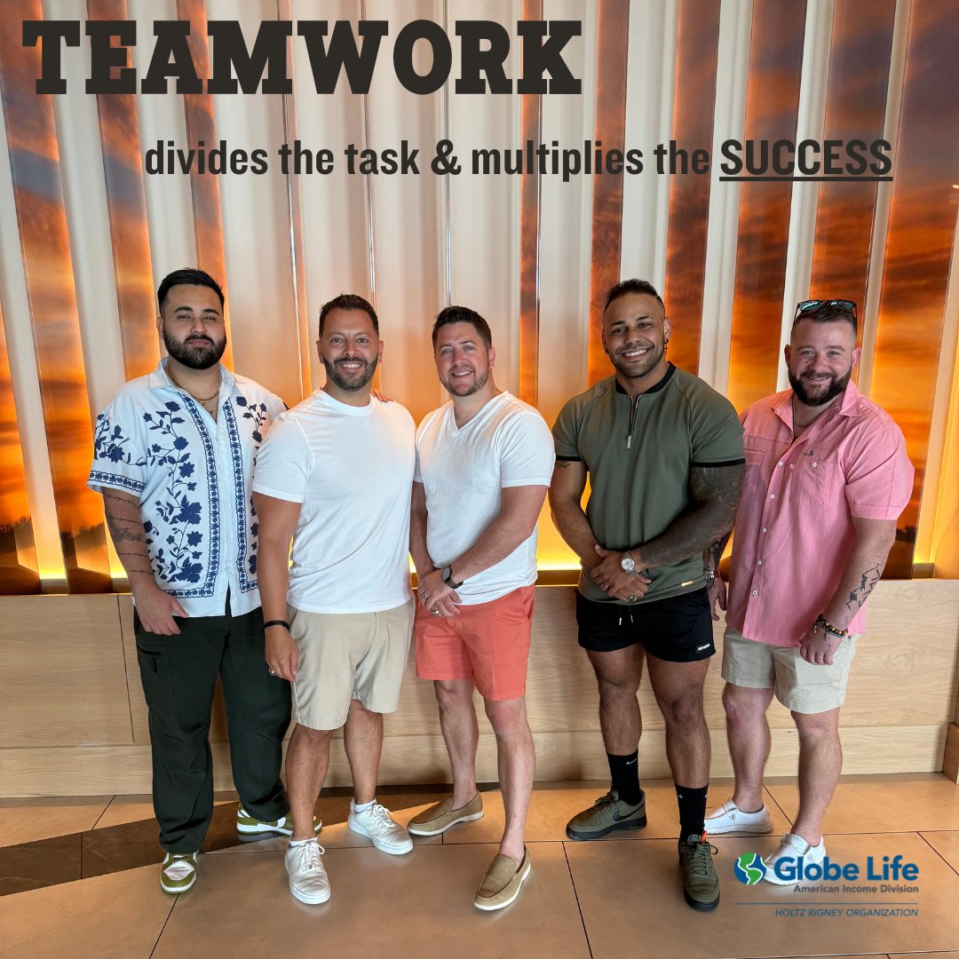 HoltzRigneyOrg's tweet photo. Read that again, TEAMWORK divides the task and multiplies the SUCCESS 💥

#holtzandpartners #holtzrigneyorganization #GlobeLifeLifestyle #globelife #workfromhome #remote #holtzrigney #holtzrigneyagency #success #opportunityunlimited https://t.co/9LFQKZpJhh