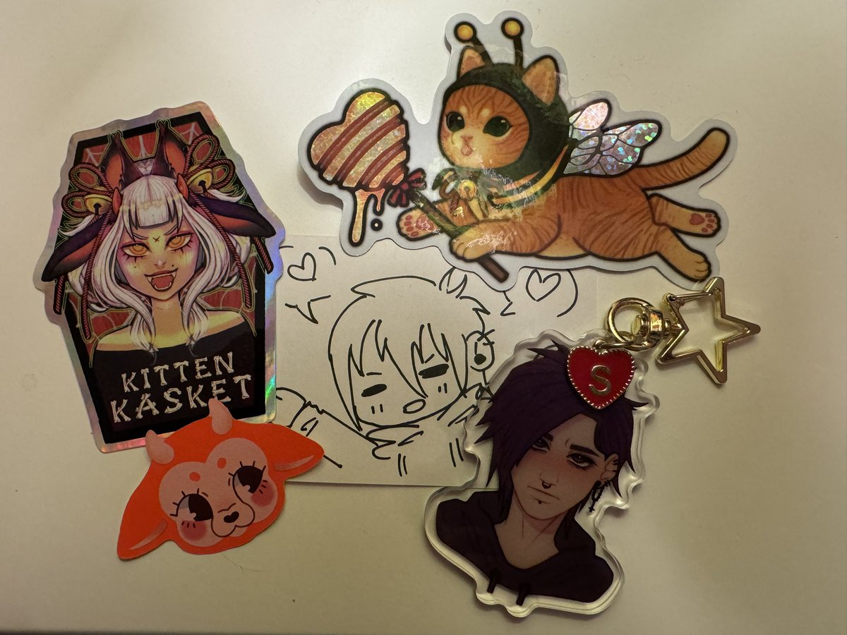 The cutest emo boy is here 🥰 another cute little charm by <a href="/KittenKasket/">KittenKasket</a> this time Sebby came with lots of adorable extra goodies~🥹 the bee-cat sticker is just the most precious thing ever!!