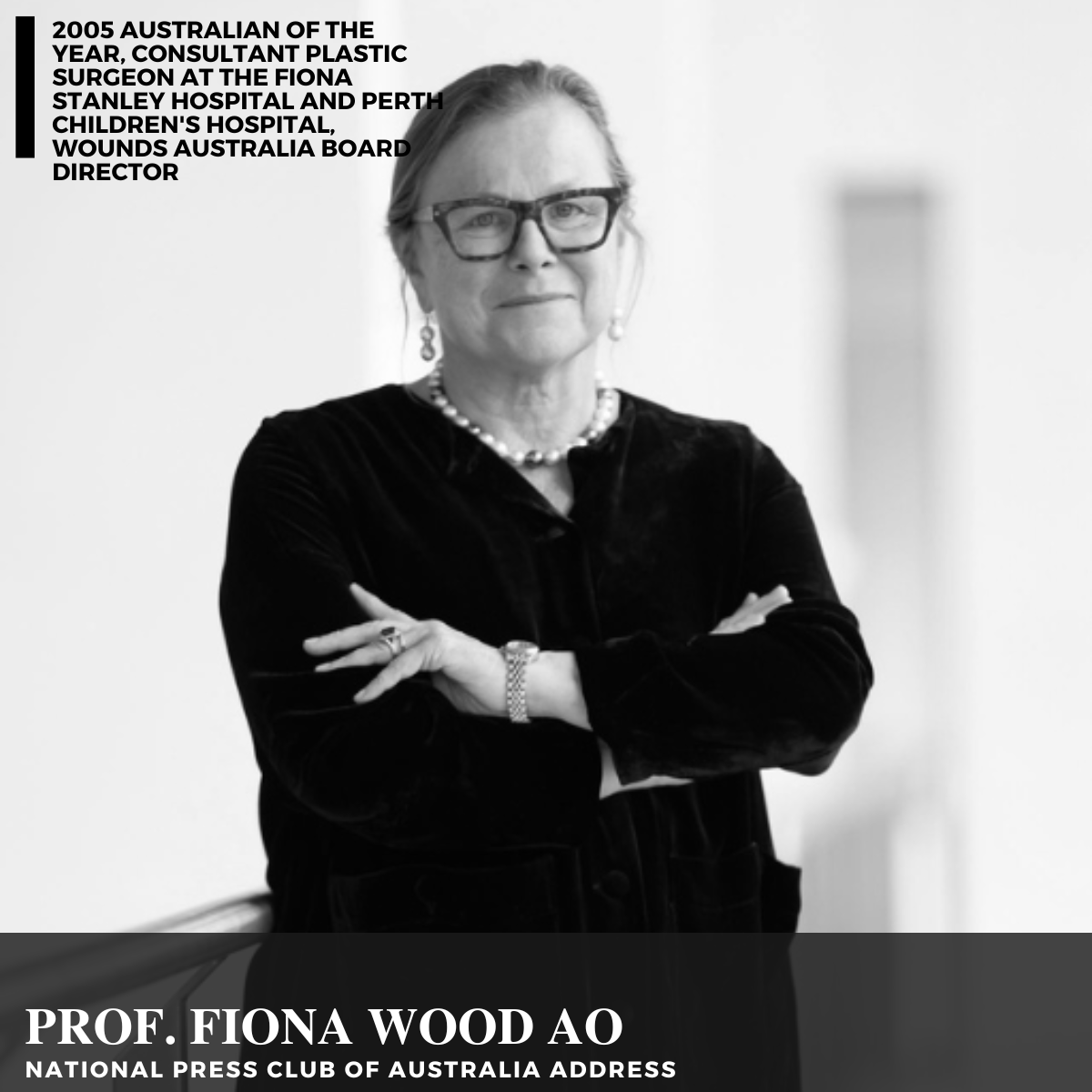 UPCOMING: Prof Fiona Wood AO, will Address the National Press Club of Australia on "450,000 reasons to support urgent wound care reform". Join us Tuesday 3rd September.

Purchase tickets now link in Bio.