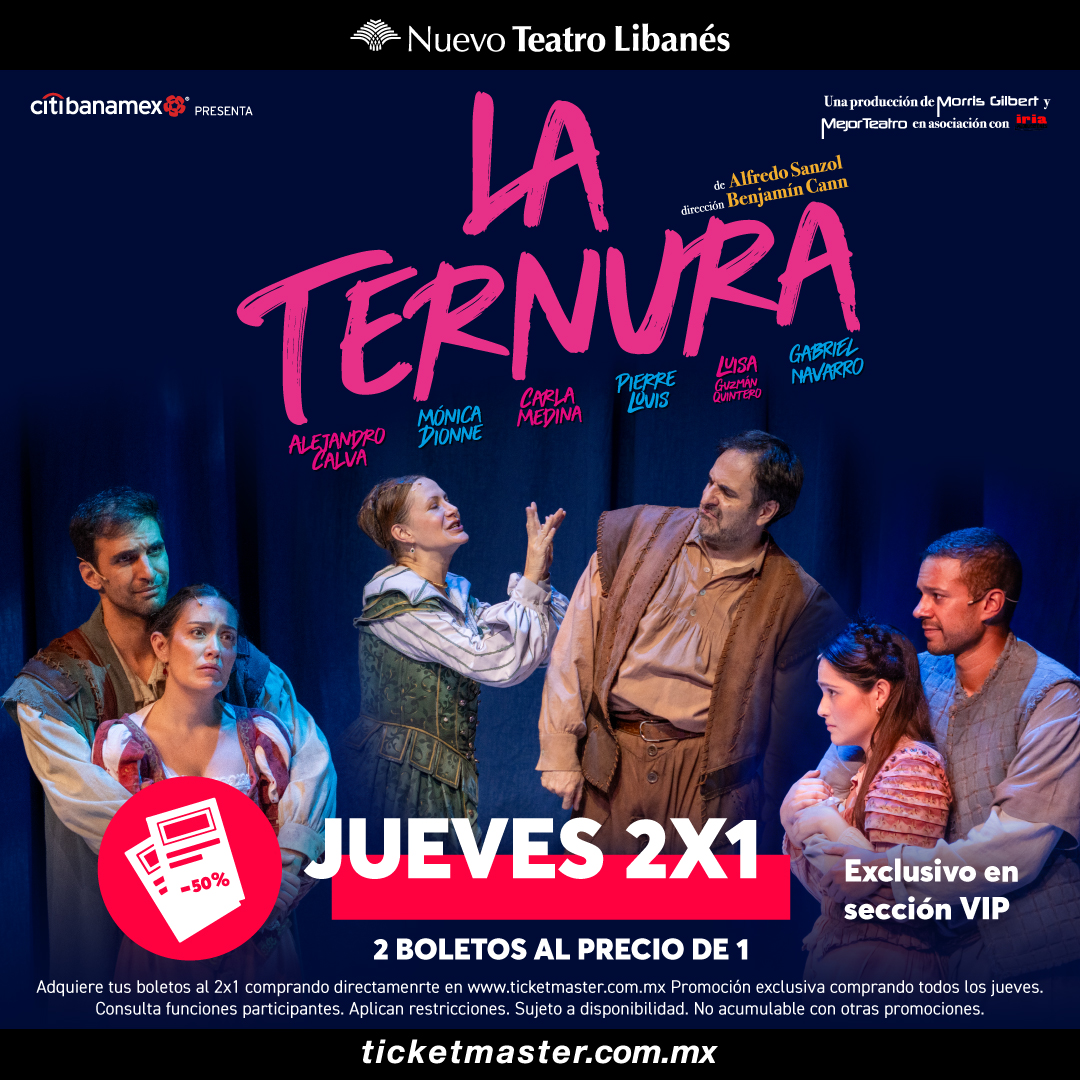 PorLaPuntaDeLa's tweet photo. ⭐Aprovecha este jueves al 2x1 y no te pierdas de #LaTernura⭐

🤎 @CalvActor | 💚 @monicadionne 
💜 @Gabo_nm | ❤️ @carlamedina
🩵 @pierrelouis88 | 🩷 @lguzmi 
🎟️ https://t.co/zK4kxsgf3r https://t.co/ruWmkW2hUq