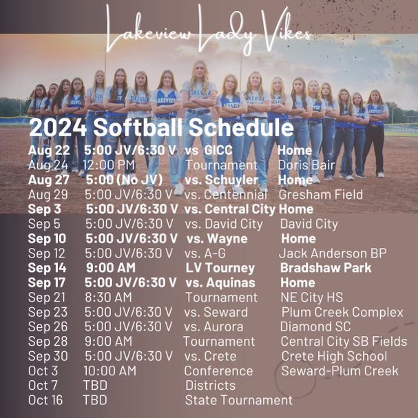 🥎 Check out our game schedule and come cheer us on as we hit the field. #junioryear #GoVikes