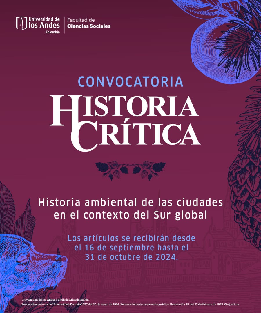 Convocatoria al dossier "Historia ambiental de las ciudades en el contexto del Sur global". Editores invitados: Lise Fernanda Sedrez, Esther Zamboni Rossi, Bruno Capilé y Frank Molano. 🔹

Más detalles en: revistas.uniandes.edu.co/index.php/hisc…