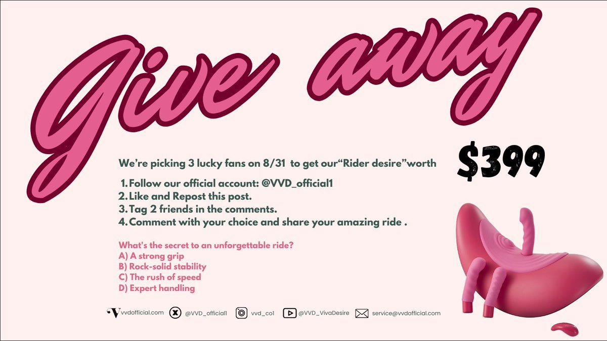 VVD_official1's tweet photo. ￼
🎉 GIVEAWAY TIME! 🎉

1️⃣ Follow our official TWitter: @VVD_official1
2️⃣ Like &amp; Retweet this post
3️⃣ Tag 2 friends in the comments
4️⃣ Comment with your choice and share your amazing ride!

#Giveaway #Contest #VVD https://t.co/ZduN9f68fc