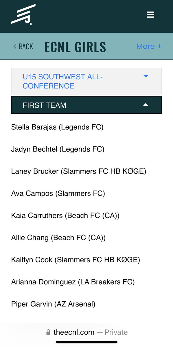Extremely grateful &amp; honored to be named 1st-team All-ECNL Southwest Conference! Thank you <a href="/ECNLgirls/">ECNL Girls</a> &amp; <a href="/slammersfc/">Slammers Futbol Club</a>