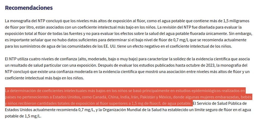 GiuseppeNoc's tweet photo. Por qué será que no me sorprende esta publicación oficial del #NIH sobre incidencia del flúor (en el agua) en la disminución del coeficiente intelectual en niños.
Ellos y la OMS incluso recomiendan un límite máximo al consumo. Yo te diría evitarlo, cero.
https://t.co/2wJrjrV7fa https://t.co/z6FlRnl2zr