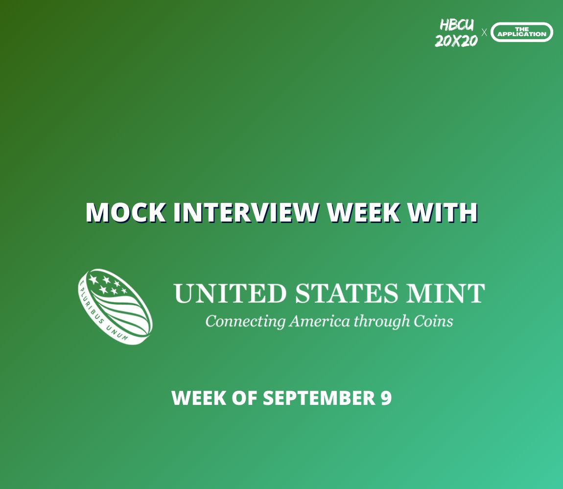Get ready for an extraordinary experience with HBCU 20x20's Mock Interview Week, featuring the U.S. Mint! This is your chance to sharpen your interview skills with professionals from the iconic institution responsible for the nation's currency.