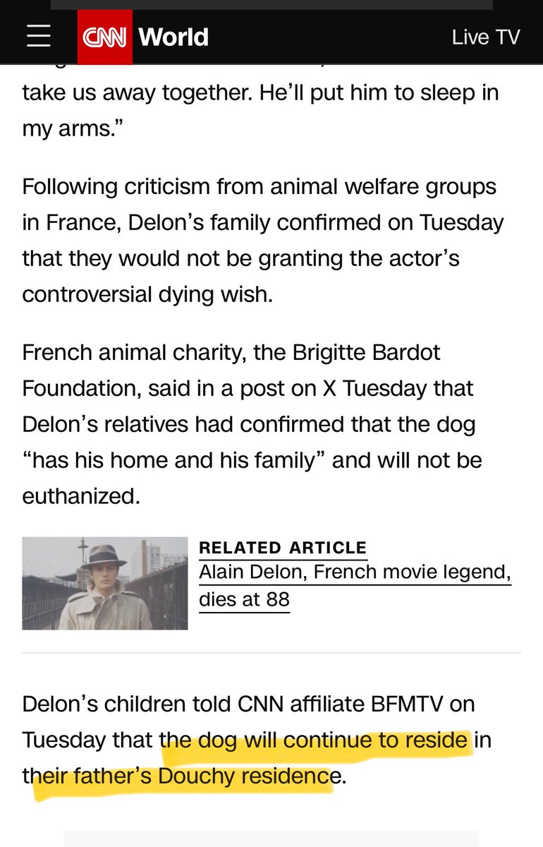 Say what you will about Alain Delon’s bizarre request to have his dog put to sleep and be buried with him but CNN taking this swipe at his home seems like too much