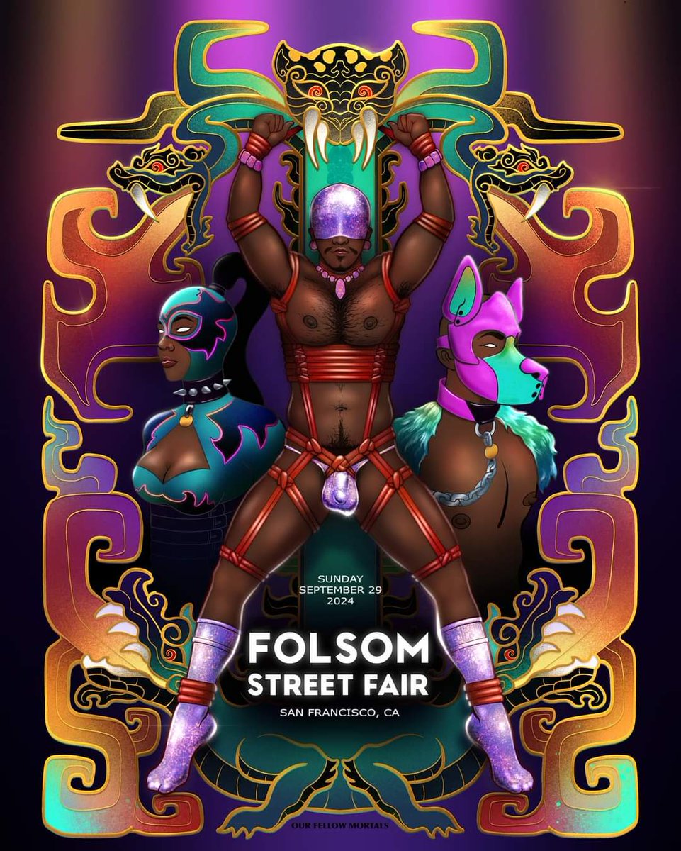 FOLSOM STREET FAIR
Sunday, September 29, 2024
11 am - 6pm
See you in the streets…

🪢🖤🪢
2024 Poster Art by IG ourfellowmortals 
🪢🖤🪢

#folsomstreetfair #folsomstreet #bondage #kink #leather #queerart #art #soma #sfleatherdistrict #dorealley #sanfrancisco