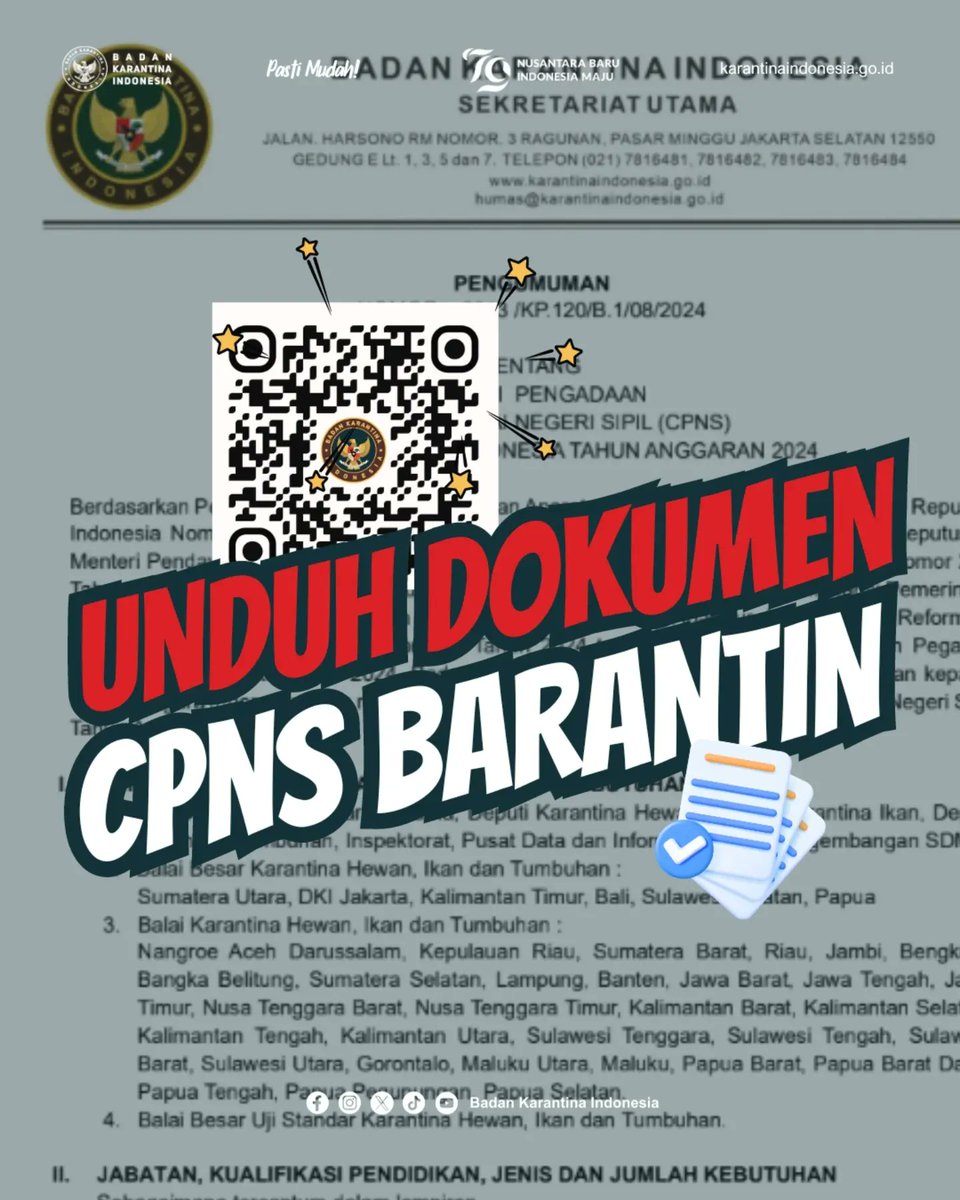 BarantinRI's tweet photo. Unduh Dokumen Pengadaan CPNS Barantin 2024

Dicermati dan dibaca dengan penuh makna, semoga bisa loloz ya sobatQ, smangadzzz!!! 👍🏽

#karatina #cpns #casn #pengumuman #penerimaan #bkn #undun #download #dokumen https://t.co/ej6MfKM9A2