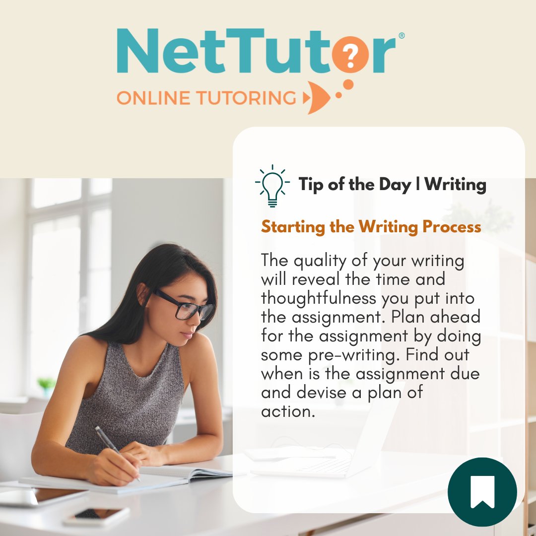 nettutor's tweet image. Even the best professional writers don&apos;t just sit down at a computer, write, and call it good. All good writing takes planning and consistency. If you need help getting started on your paper, we&apos;re here for you!

#WritingTutor #OnlineTutor #Tutor #WritingTips