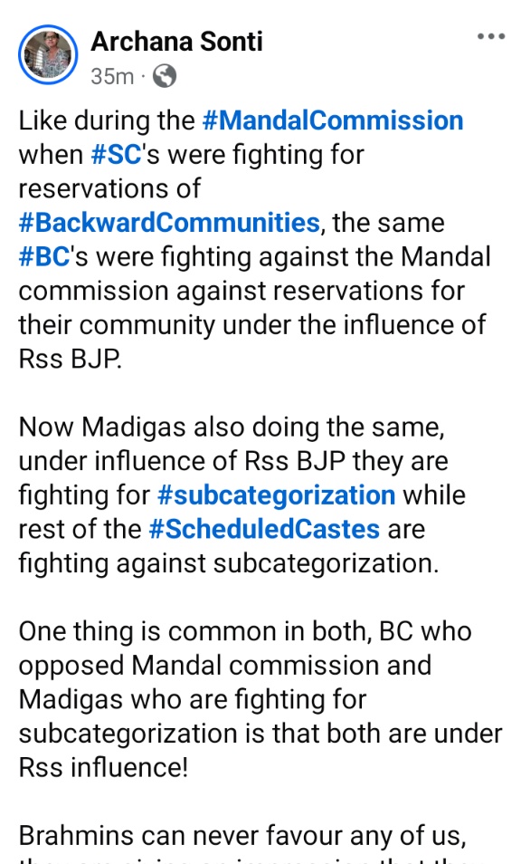 Ambedkar_india_'s tweet photo. #subcategorization will end #reservations of #sc #st https://t.co/Ty54yi7RlE