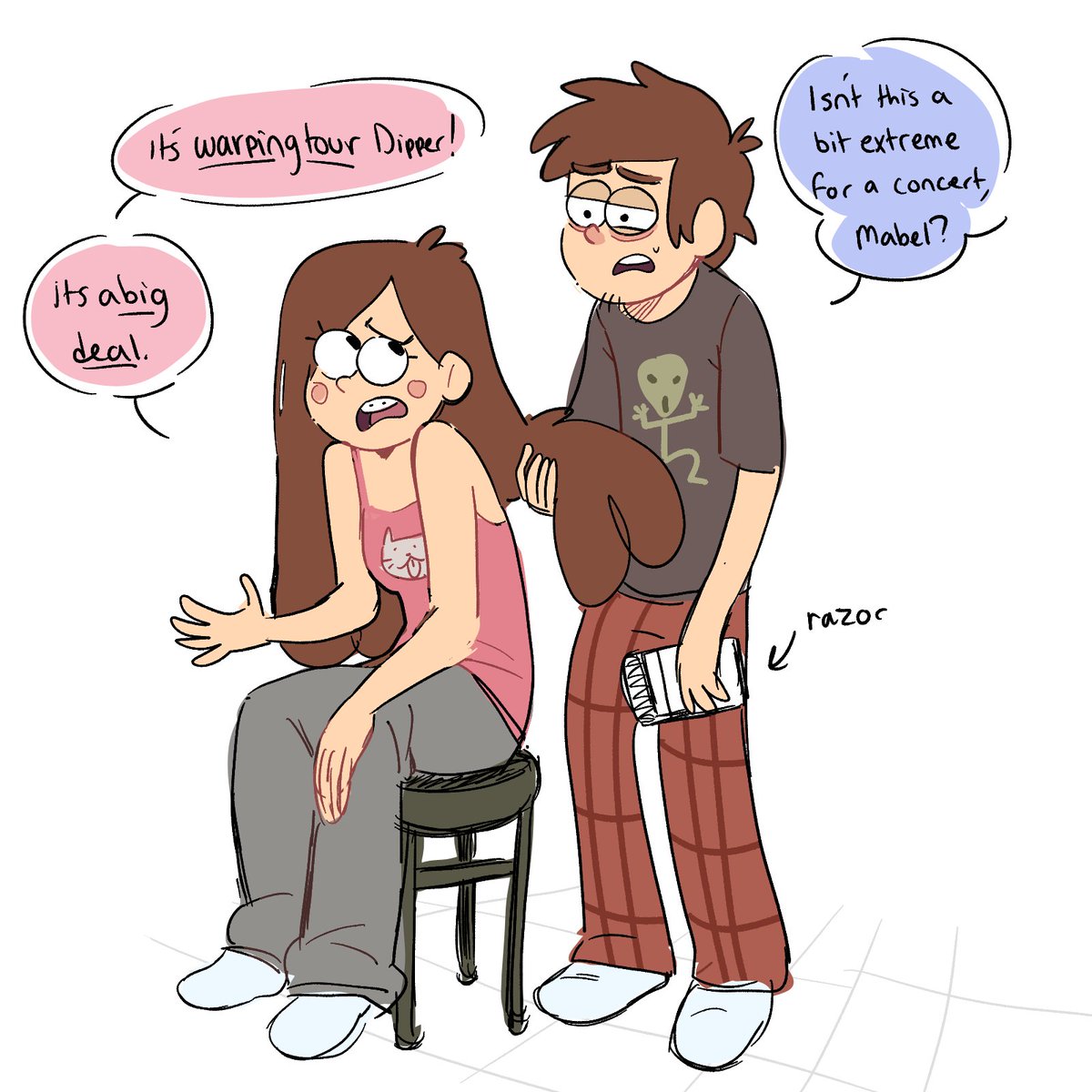 quick quick doodles based on that one non canon picture of teen mystery twins #GravityFalls