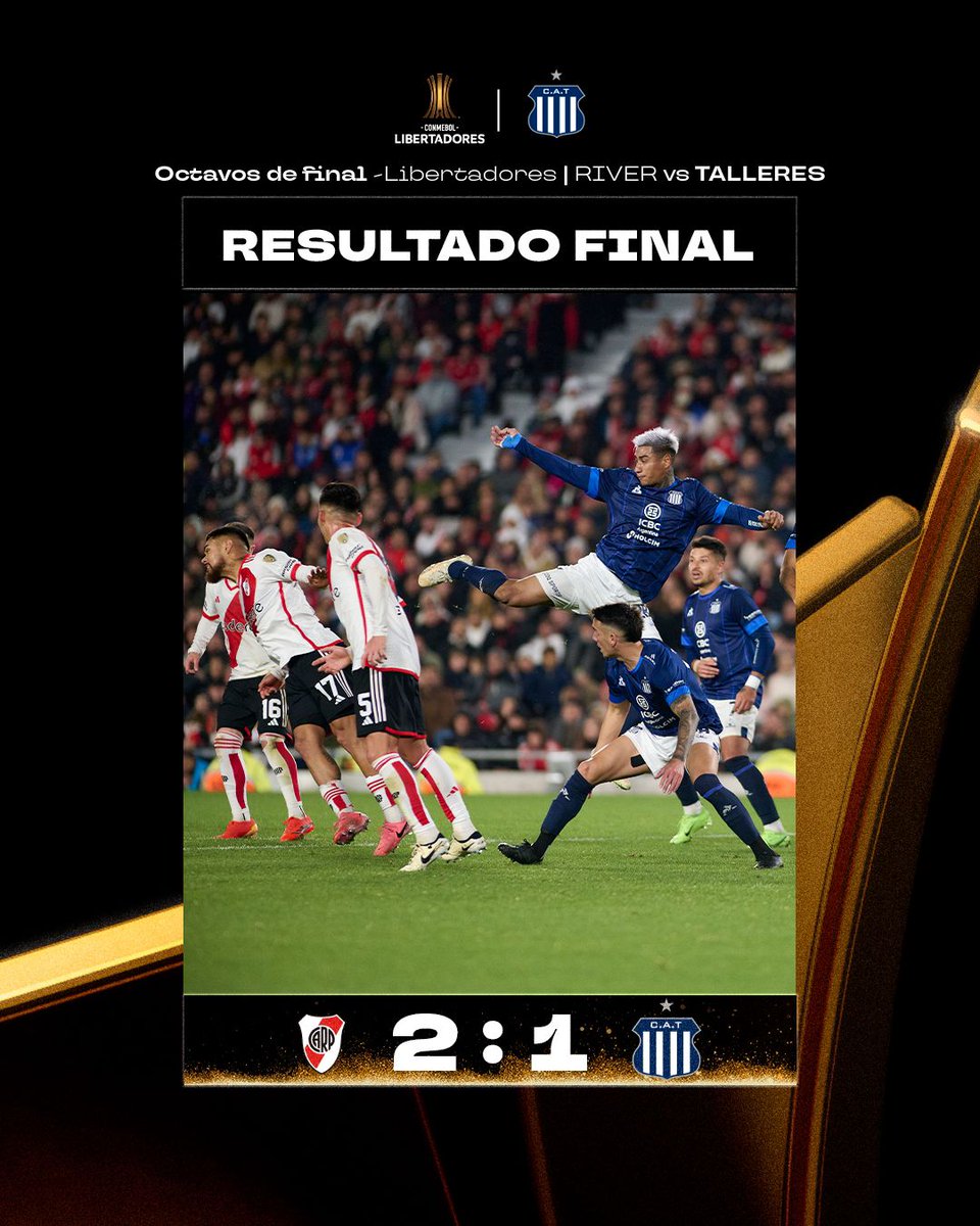 CATalleresdecba's tweet photo. #𝗥𝗶𝘃𝗲𝗿𝗧𝗮𝗹𝗹𝗲𝗿𝗲𝘀 - FINAL DEL PARTIDO

⏸️ #River 2️⃣ - #Talleres 1️⃣ 

🔵⚪️ #VamosTalleres #LaGloriaEterna🏆 https://t.co/IMlzwqChCy