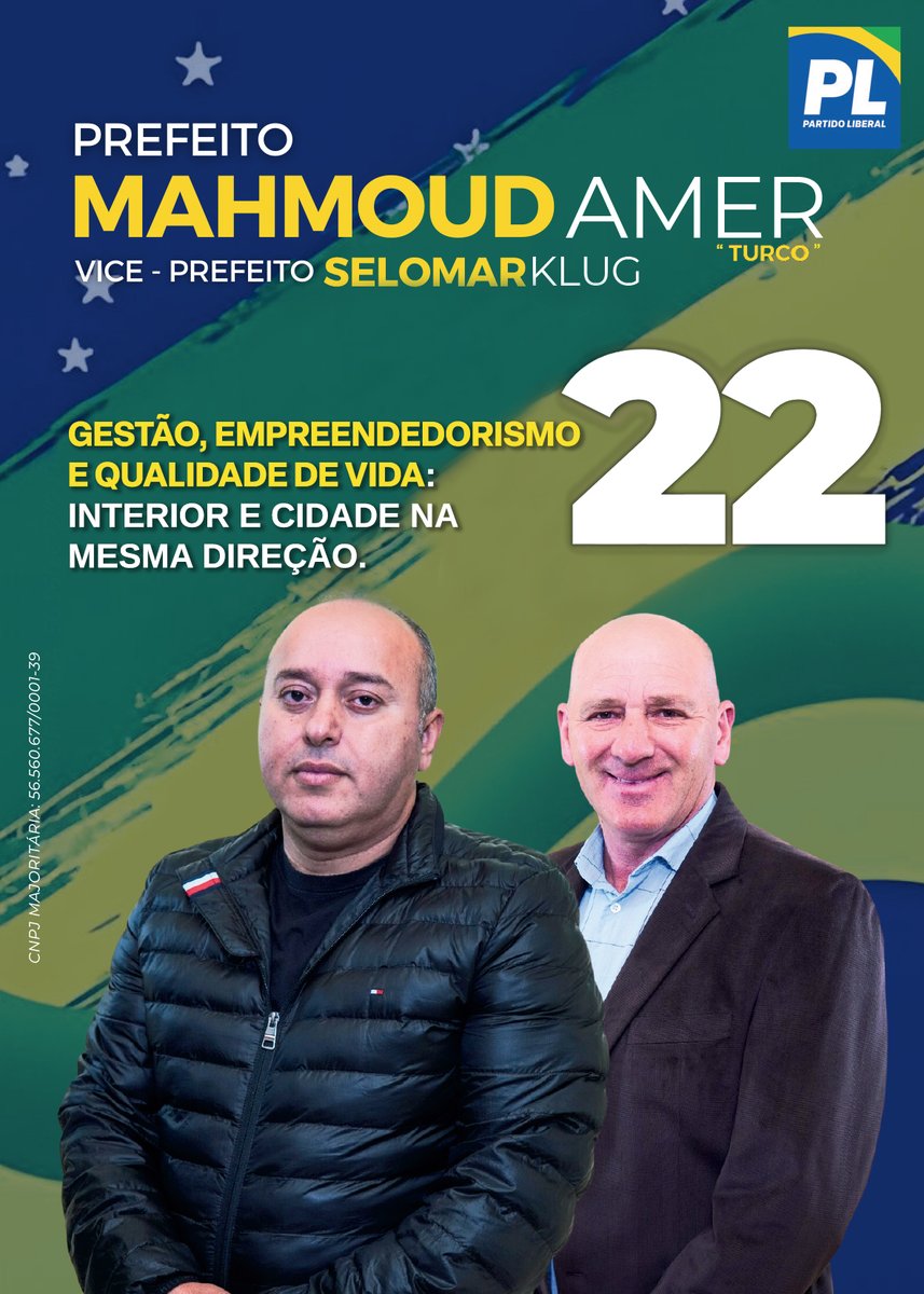 PL22SLS's tweet photo. GESTÃO, EMPREENDEDORISMO E QUALIDADE DE VIDA: INTERIOR E CIDADE NA MESMA DIREÇÃO.

22 - Mahmoud Amer &amp; Selomar Klug
para prefeito e vice-prefeito

#prefeito22 #mahmoudamerprefeitosls #mahmoudeselomarsls #mahmoudamer22 https://t.co/GkS2KReRpw