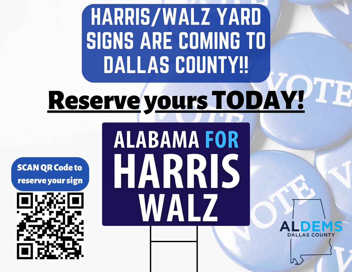 DallasCoALDems's tweet photo. 🚨BIG NEWS!!🚨
We are excited to announce that Harris/Walz Yard signs are on their way to Dallas County!! Click the link below or scan the QR code. 

--> https://t.co/TdWVbxBTBj <--

Reserve your sign today! #KamalaHarris #HarrisForPresident #Election2024 #VoteBlue #fyp #explore https://t.co/bfFgCckADs