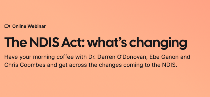 Confused about potential changes to the #NDIS?

Our friend Team DSC are hosting a webinar tomorrow at 10 am AEST to talk about the latest (proposed) changes for participants and providers and where they fit within the Scheme.

Register here: teamdsc.com.au/events/the-ndi…