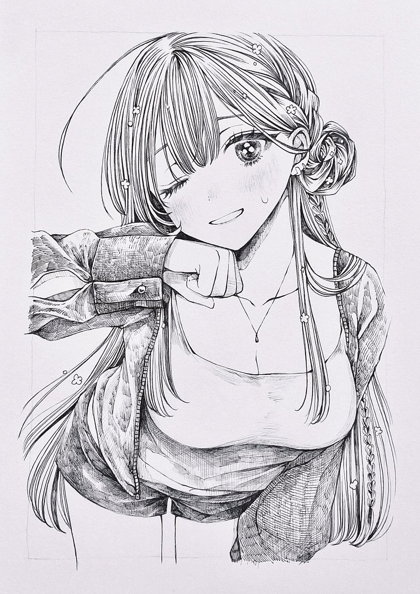 私の参加作品はこちらです!
原画サイズはポストカードくらいです⚪︎

本日は展示のみ行い、明日(8/23)OPEN時よりの販売開始となります。
会期は2週間と少し長めなので、ご興味がありましたらぜひお立ち寄りください🌸 