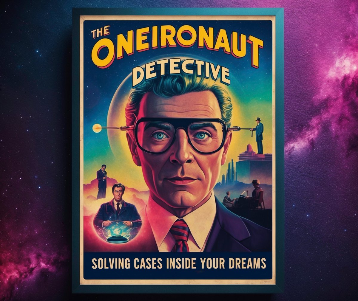 Hugofloresf's tweet photo. Here is a TV show i'd watch "The Oneironaut Detective" solving cases inside the dreams.
Finding leads inside the subconscious mind.
#Oldies #vintage #retro #dreams #oneironaut #ia #detective #tv #the80s #poster #series #fiction #ai #coolshow #movie