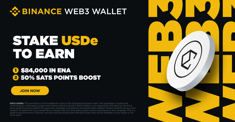 BinanceWallet's tweet photo. An exciting collaboration of #BinanceWeb3Wallet x @ethena is live now! 🚀
Stake USDe in our Simple Yield Ethena pool and grab multiple rewards now!

🔸 Share $12,000 in ENA daily for 7 days(Exclusive)
🔸 50% Sats points boost(Exclusive)
🔸 Real-time APR rewards

Join now ⤵️