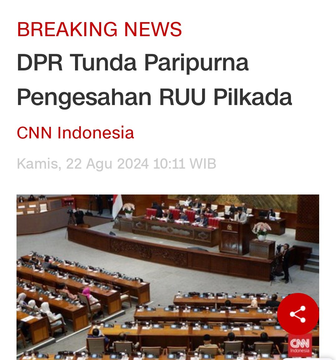 Rapat paripurna di Gedung DPR Senayan ditunda. Hati hati, Massanya dibubarin dulu baru disahkan.

KAWAL... WASPADA...
#KawalPutuskanMK #kawalkeputusanMK