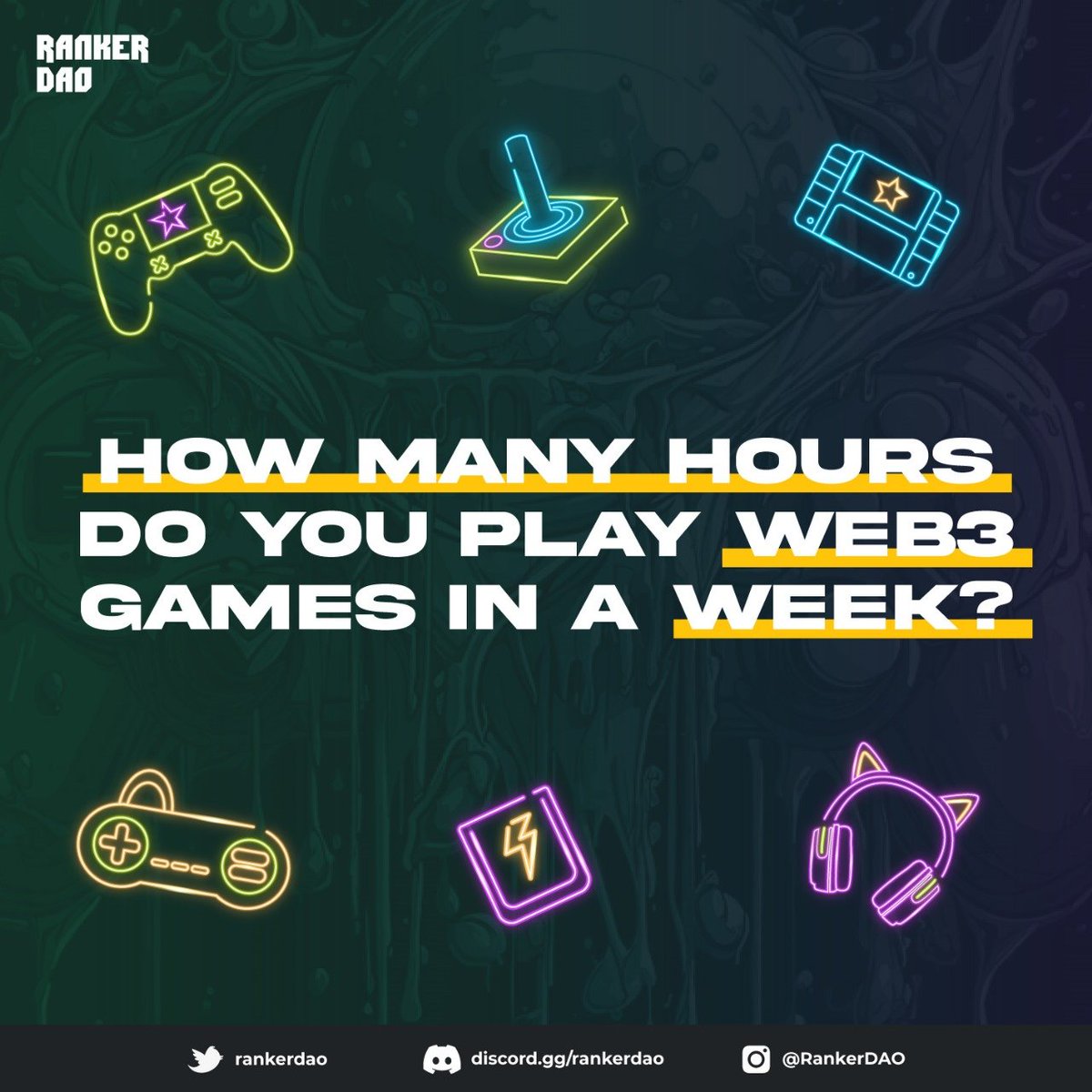 We want to know how dedicated you are!
How many hours do you usually spend on Web3 games in a week? 

#RankerDAO