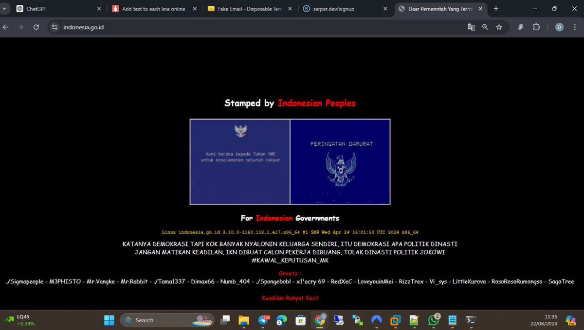 SandhookAwaken1's tweet image. 🛑Sorry sorry
your grafity is gone 🙏🏻😄 
📎
Indonesia.go.id

🛑RIP
check-host.net/check-report/1…

#AnonymousforJustice
#DefacerIndonesia
#OpGovIndonesia #OpIndonesia