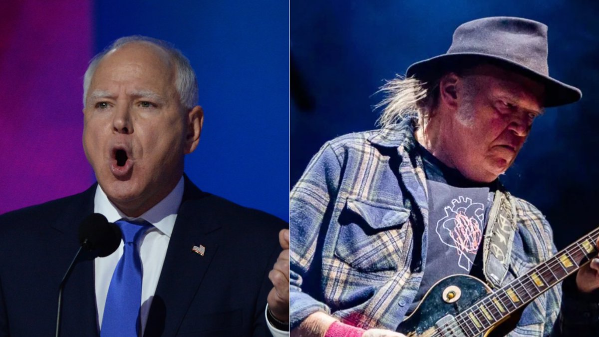 consequence's tweet photo. Neil Young has granted Tim Walz permission to use "Rockin' in the Free World" as his campaign theme, after previously suing Donald Trump for the unauthorized use of the song → https://t.co/rRDvdcNLQ3 https://t.co/2jMTnAU4ST