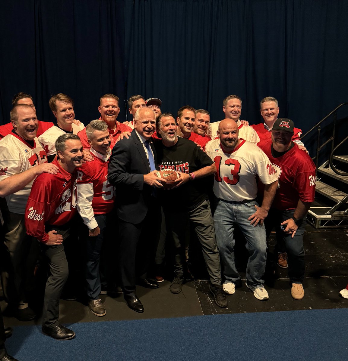 Sam Cornale (@samcornale) on Twitter photo Mankato West football alums who played for Coach Walz were on stage to introduce him. They gave him a signed game ball after his speech. He is the best of us, and I’m so damn proud to be on <a href="/KamalaHarris/">Kamala Harris</a>’s team with him. Mankato West football alums who played for Coach Walz were on stage to introduce him. They gave him a signed game ball after his speech. He is the best of us, and I’m so damn proud to be on <a href="/KamalaHarris/">Kamala Harris</a>’s team with him.