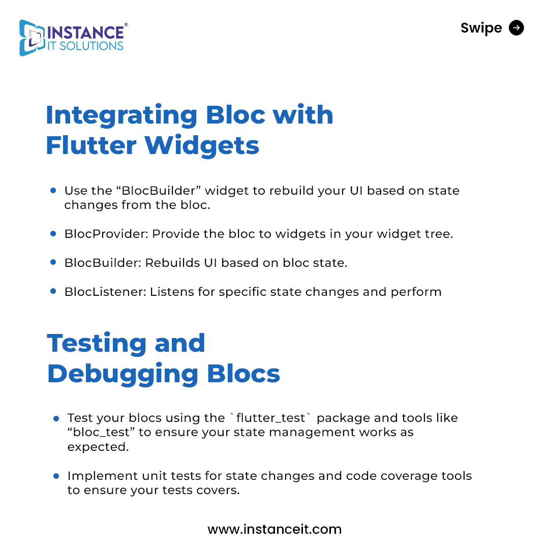 instance_it's tweet image. 🚀 Are you looking for a framework to build robust and efficient apps? Flutter Bloc is here to elevate your app development game. 💻

Follow: @instanceitofficial
Visit: instanceit.com
Contact: +91 7862034603

#FlutterBloc #EfficientAppDevelopment #RobustApps #Code